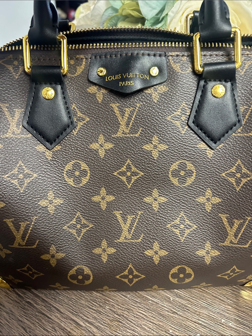 Brown Monogram Satchel with Black Trim - Picture 3 of 14
